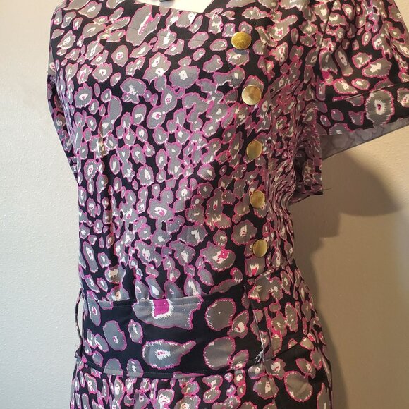 ASHLEY STEWART FORMAL DRESS BLACK/PINK ANIMAL PRINT STRETCH SIZE 3X - Picture 8 of 11